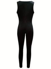Solid Scoop Neck Bodycon Jumpsuit