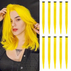10pcs Girl's Colored Hair Extensions for Party Highlights Cosplay Hairpin