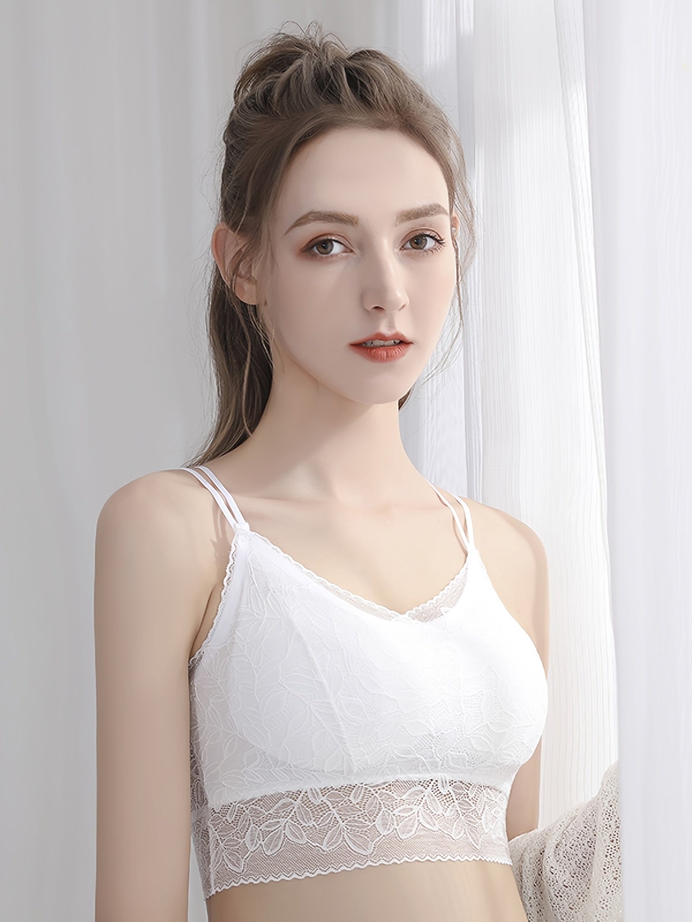 3 Pcs Women's Lace Strap Vest Bras - No Steel Ring High Stretch Bras