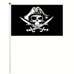 10pcs Small Pirate Stick Flag Mini Hand Held Flags 6 Styles 12 7x20