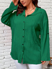  Women's Solid Button Up Blouse