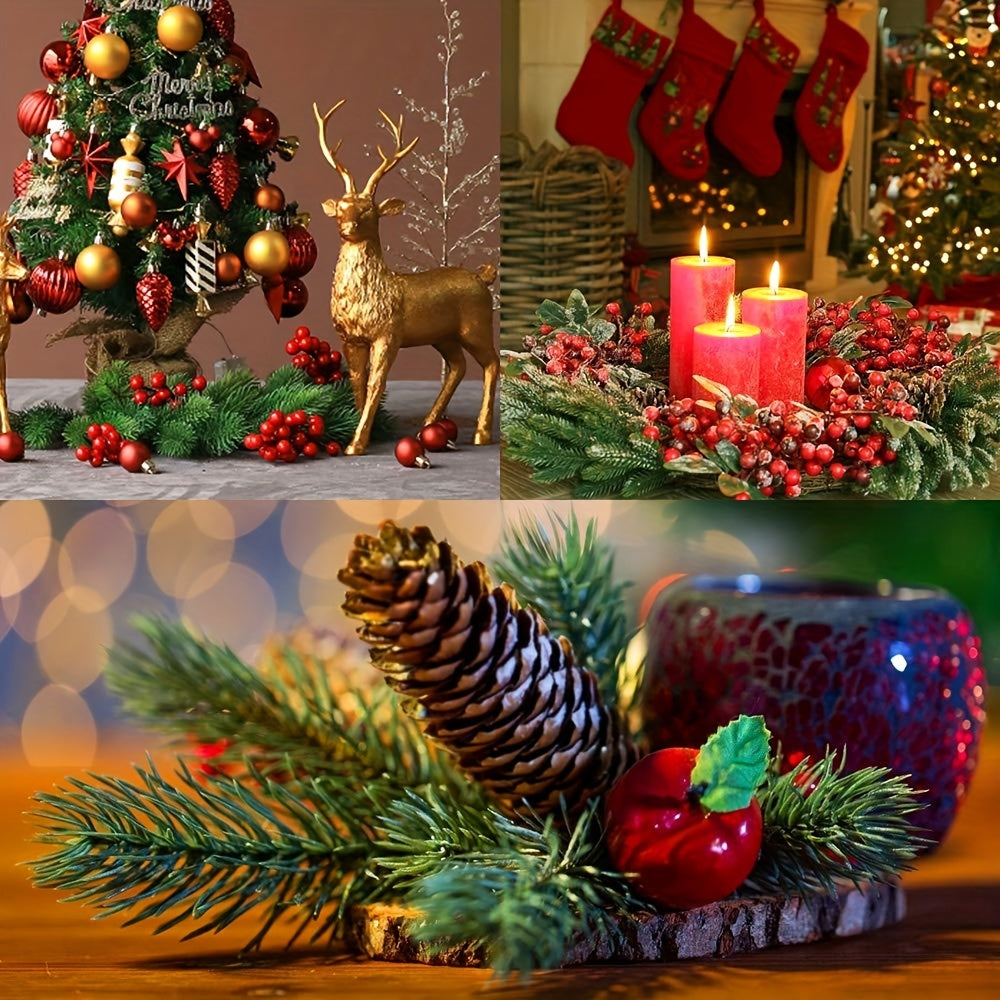 10pcs Christmas Artificial Pine Needles Branches DIY Wreath Crafts Tree Ornament