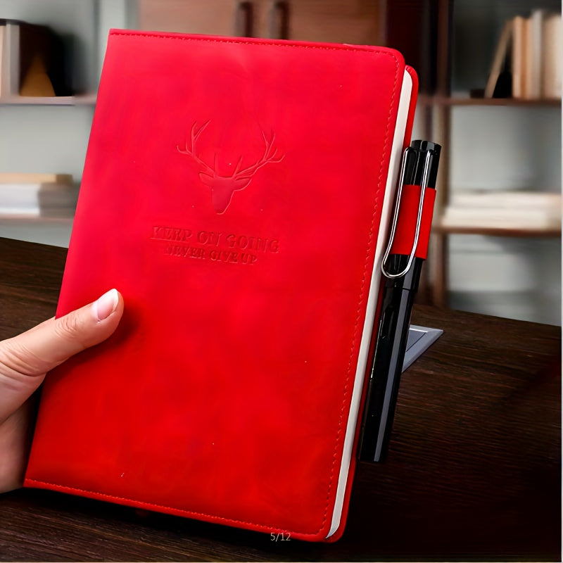 Thick A5 Buckle Deer Head Leather Notebook