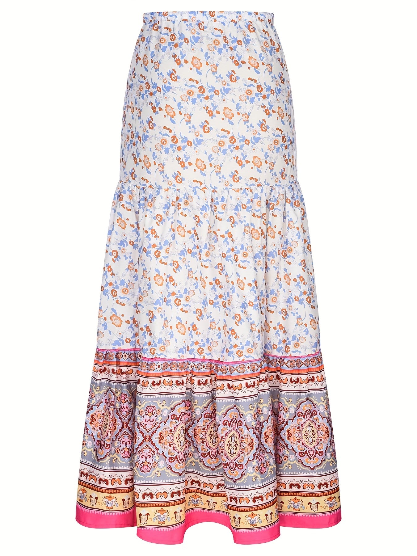 Floral Print Tie Front Skirt Boho Skirt For Spring & Summer