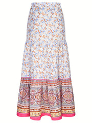 Floral Print Tie Front Skirt Boho Skirt For Spring & Summer