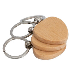 Heart Shaped Wooden Key Tag for Engraving - Pack of 3