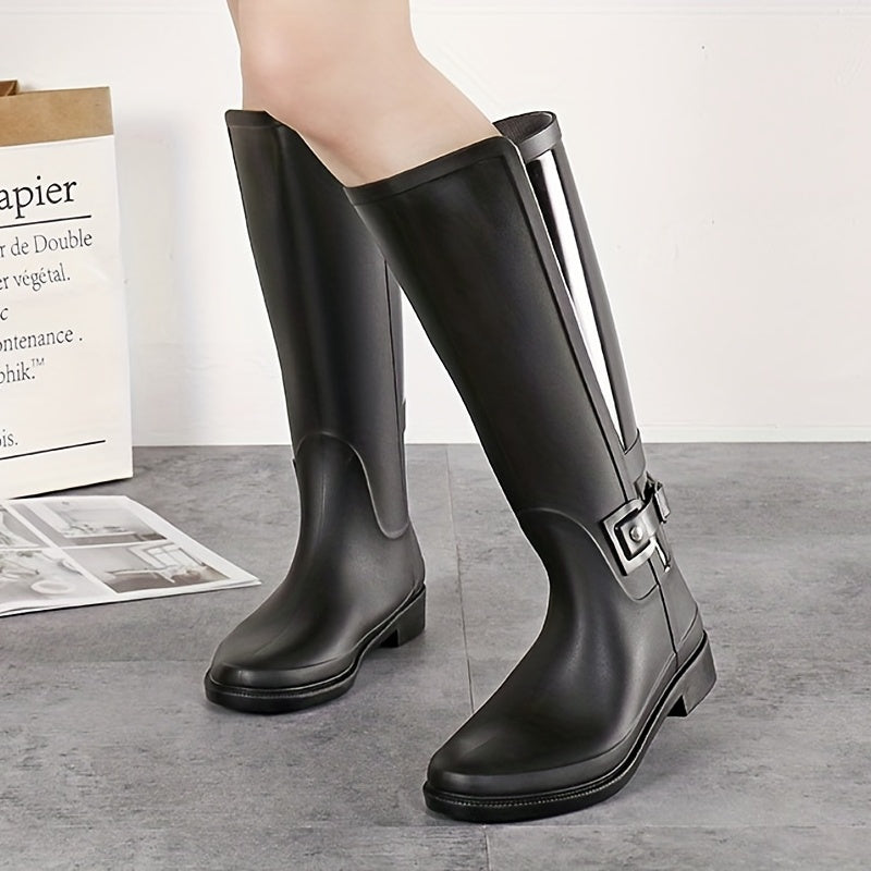 Women's Waterproof High Top Motorcycle Rain Boots Outdoor Plastic Rain Boots