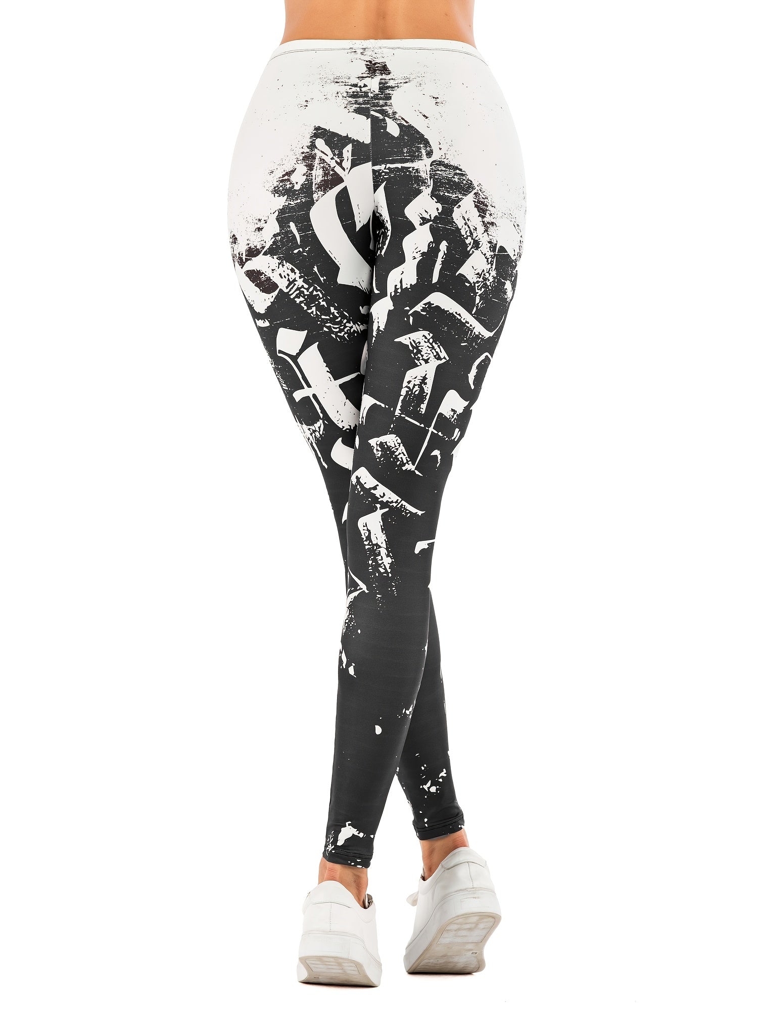 Sexy Contrast Print Leggings High Waist Slim Leggings