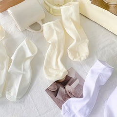 4 Pairs Solid Curling Socks Comfy & Breathable All match Socks Women's Stockings