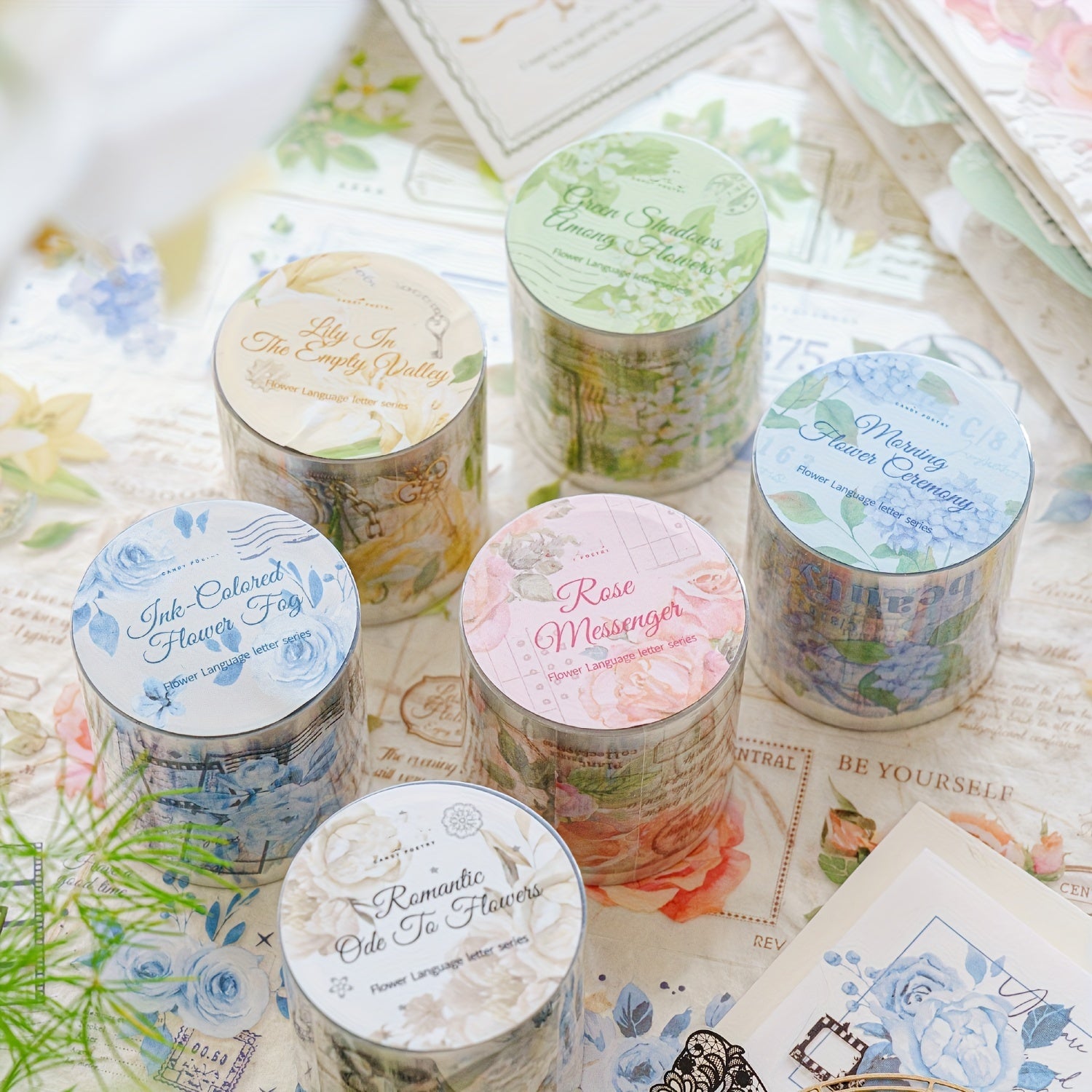 PET Tape Flower Language Letter Series English Flower Journal Sticker