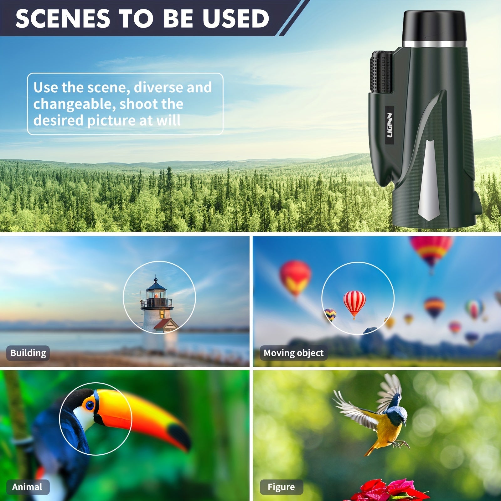 12X50 HD Monocular BAK4 Prism For Bird Watching Travel Concerts