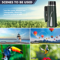 12X50 HD Monocular BAK4 Prism For Bird Watching Travel Concerts