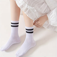 20 Pairs Striped Crew Socks Women's Stockings