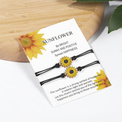 Braided Sunflower Charm Bracelet Couple Bracelet