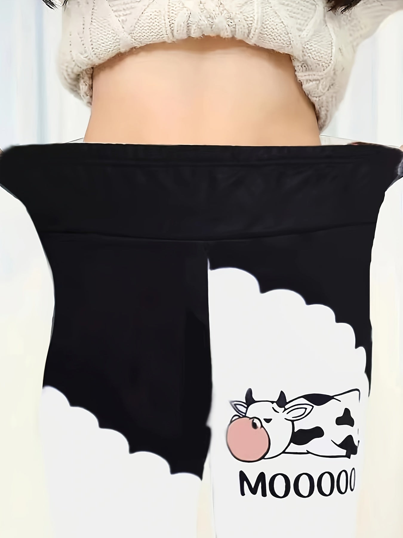  Colorblock Cow Fleece Legging