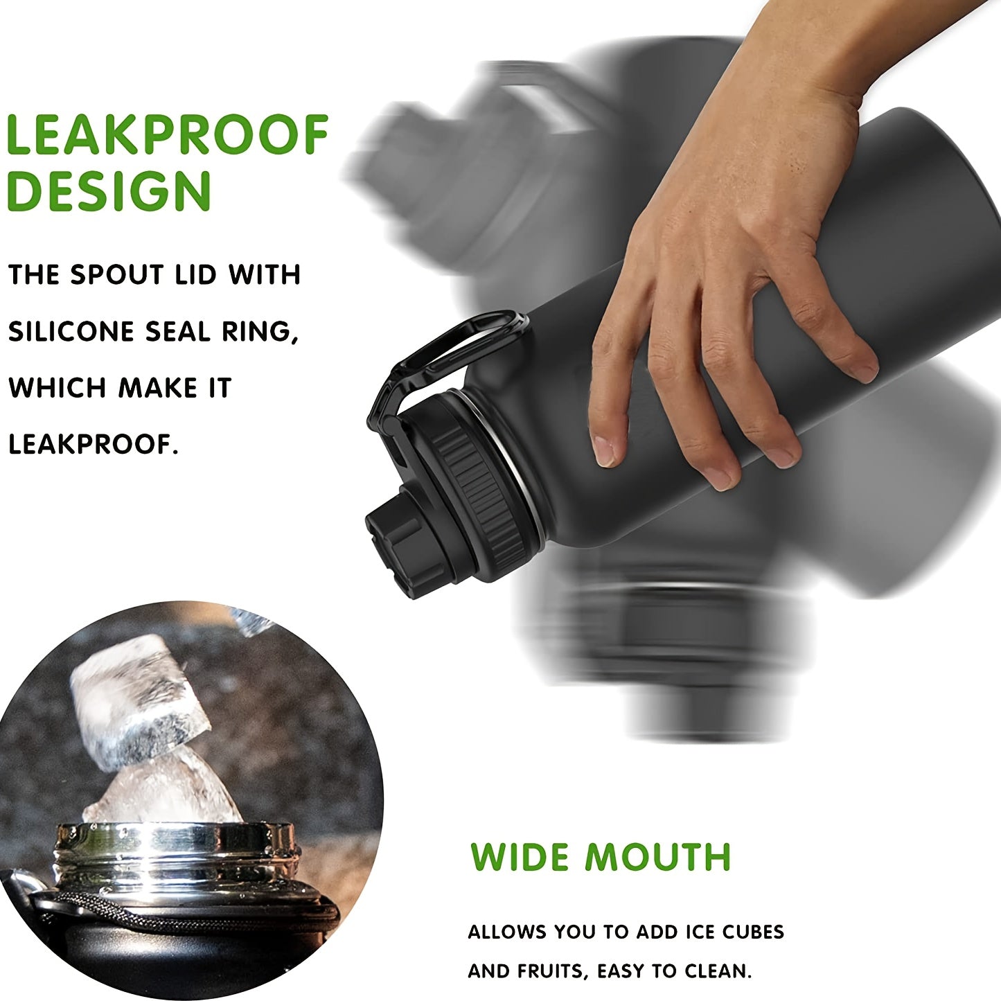 1000ml 32oz Stainless Steel Insulated Water Bottle with Spout Lid
