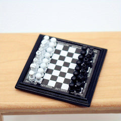 Miniature Chess Set with Magnetic Figures Scene Model