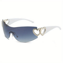 Y2K Wrap Around Sunglasses Gradient Lens Heart Hinge UV400