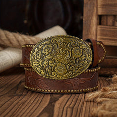Vintage Pattern Buckle PU Leather Belt For Men