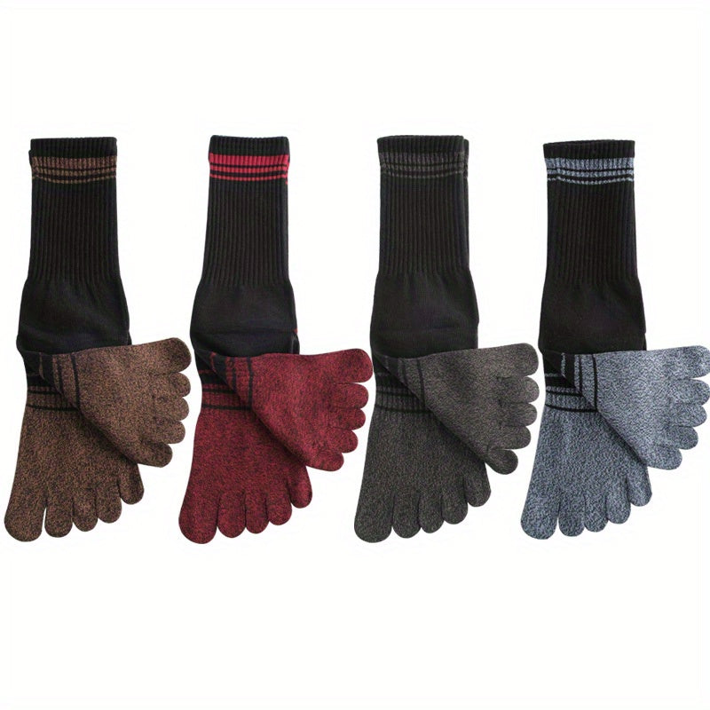 4pcs Cotton Five Finger Crew Socks for Men Women Sports