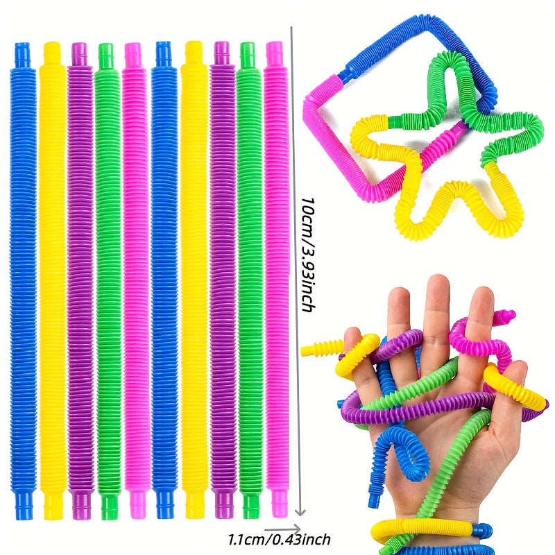 10pcs Rainbow Pop Tubes Sensory Toys for Children Decompression