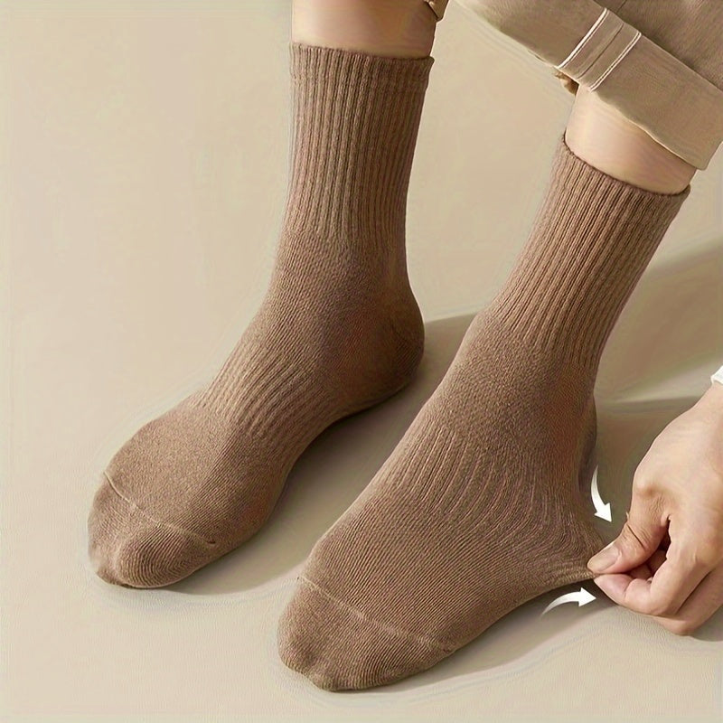 6 Pairs Women's Mid Tube Socks Solid Stockings