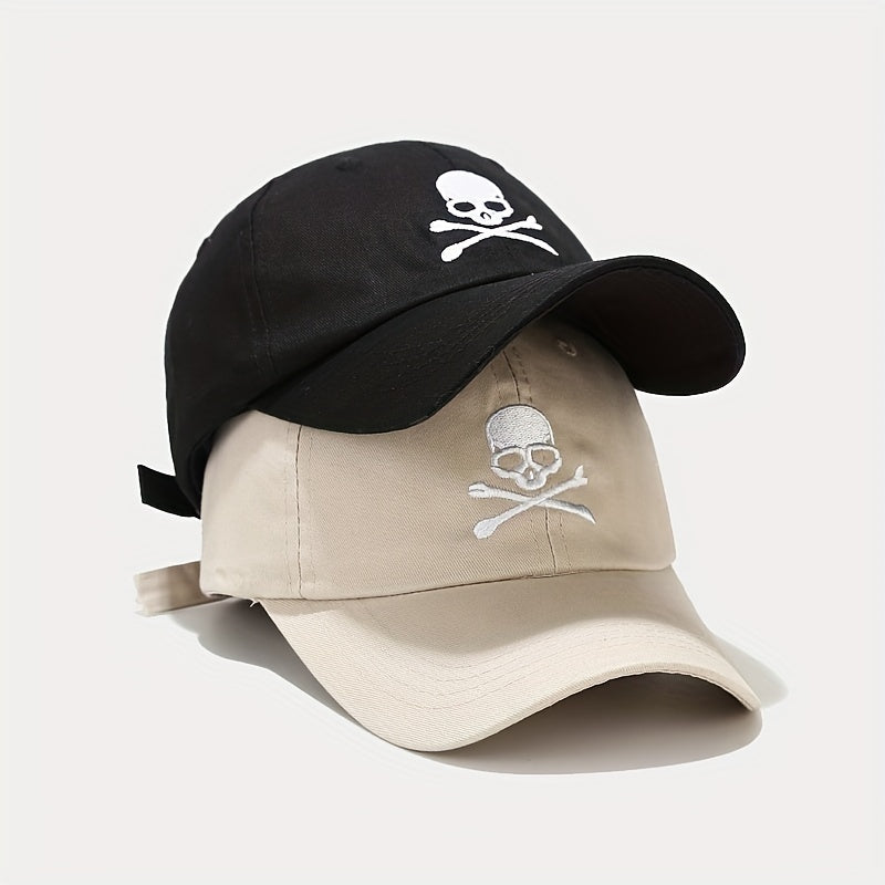 Adjustable Unisex Baseball Cap with Skull Embroidery