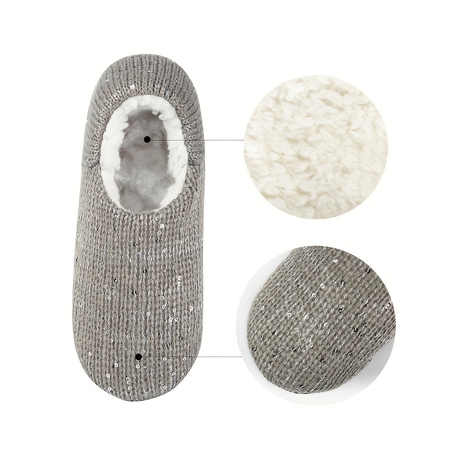 2 Pairs Plush Lined Floor Socks Soft & Warm Women's Stockings