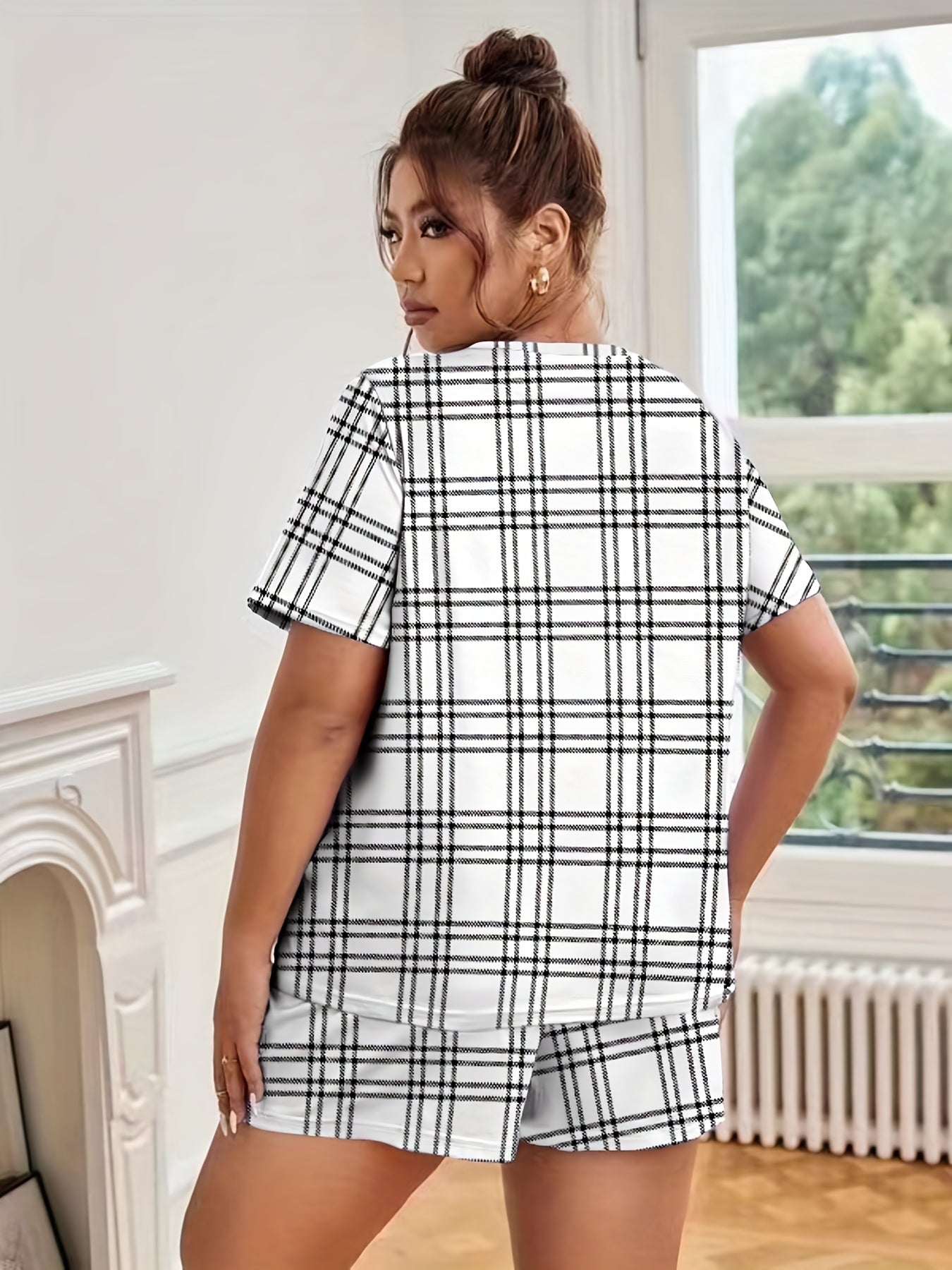  Plaid Tee & Shorts 2pcs Set