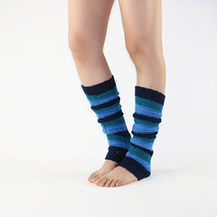Striped Knitted Leg Warmers Warm Colorblock Knee High Socks