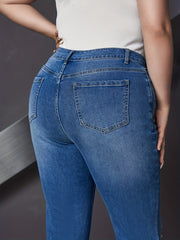  Ripped Flare Leg Jeans Women's Plus Medium Stretch Jeans