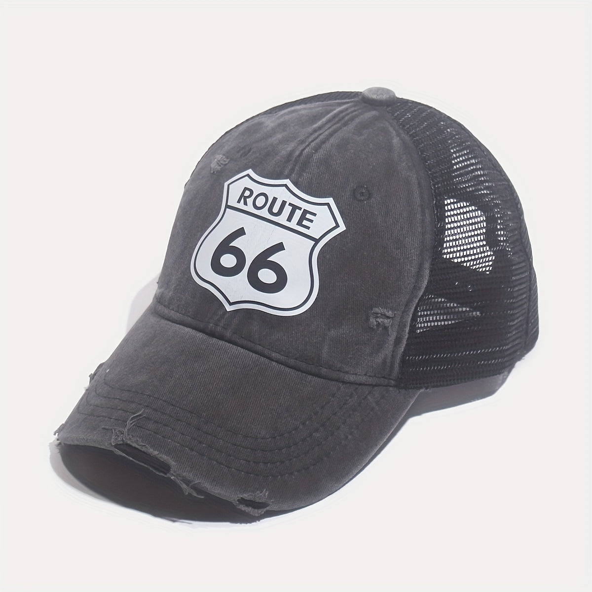 66 Route Hot Stamped Baseball Cap Half Mesh Cap Baseball Cap