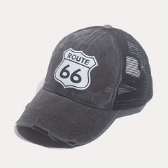 66 Route Hot Stamped Baseball Cap Half Mesh Cap Baseball Cap