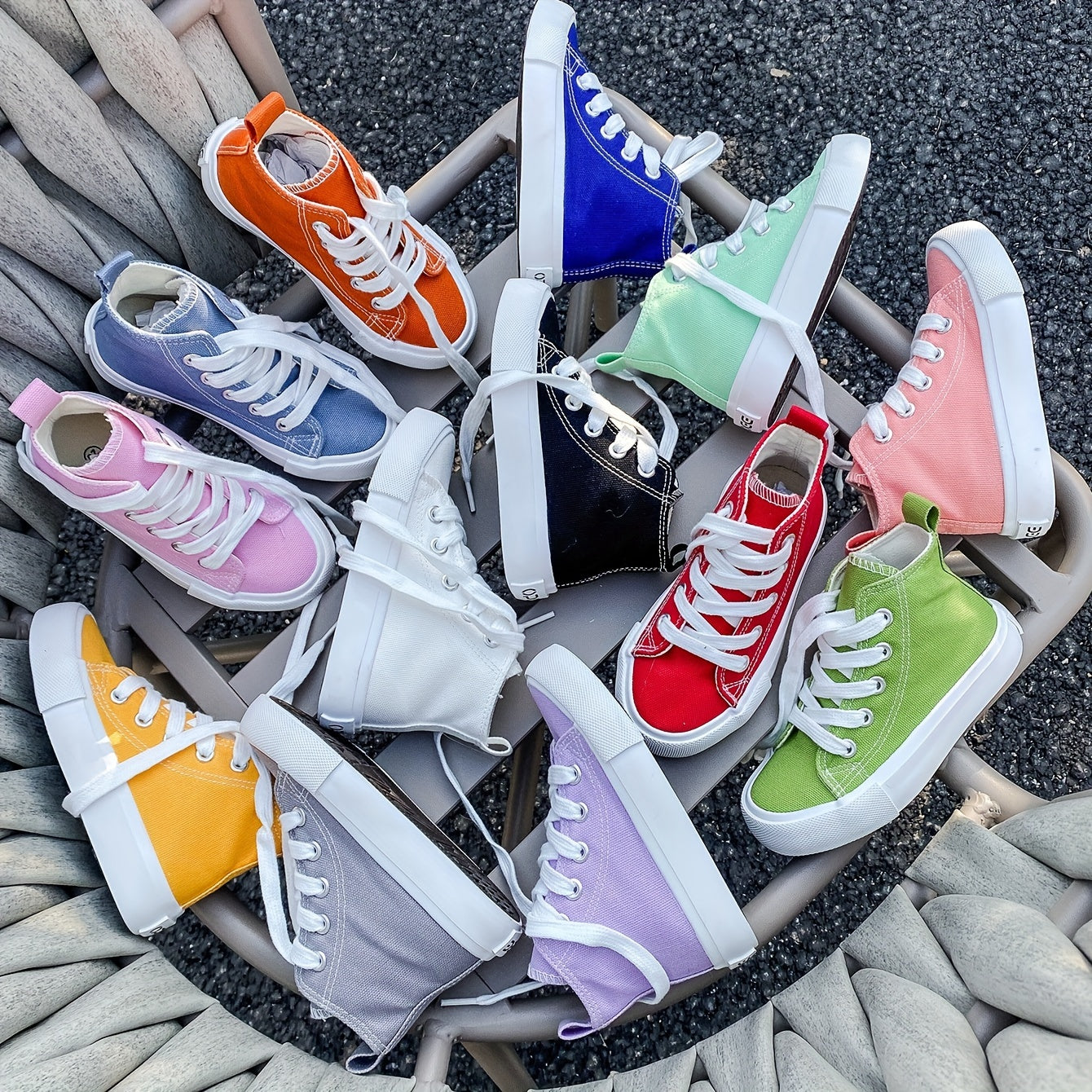 Girls Lace Up High Top Canvas Sneakers