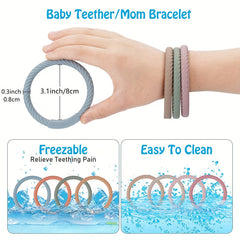 Silicone Teething Rings for Babies, BPA-Free Teether Bracelet