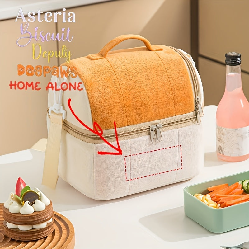 1pc Personalized Name Toast Lunch Bag Double Layer Insulation Bag