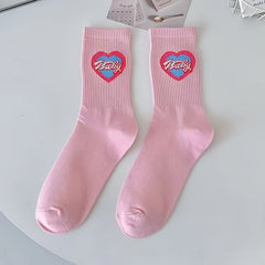 Heart & Leopard Print Socks Women's Mid Tube Stockings
