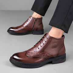 Men's Brogue Wingtip Derby Boots Lace-up Casual Walking Dress Shoes