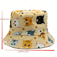 Cartoon Animal Printed Sunshade Bucket Hat for Men Women