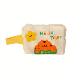 Cartoon Embroidery Corduroy Cosmetic Bag Travel Storage Handbag