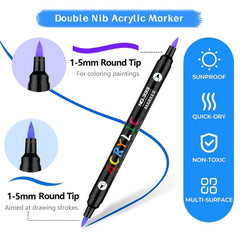 72 Dual Tip Acrylic Markers Vibrant Art Supplies for Students