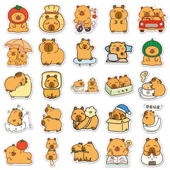 100pcs Capybara Vinyl Stickers for DIY Water Bottles Laptops, Brown, Waterproof
