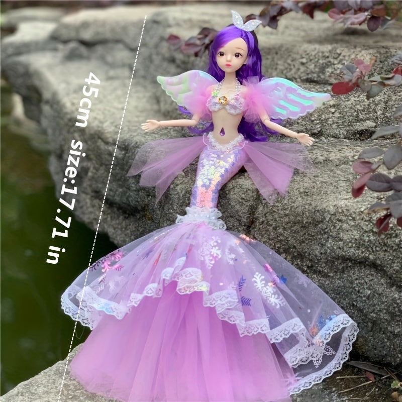 17'' Mermaid Doll Toy For Girls - Birthday Gift Pretend Play House Dress Up Toy