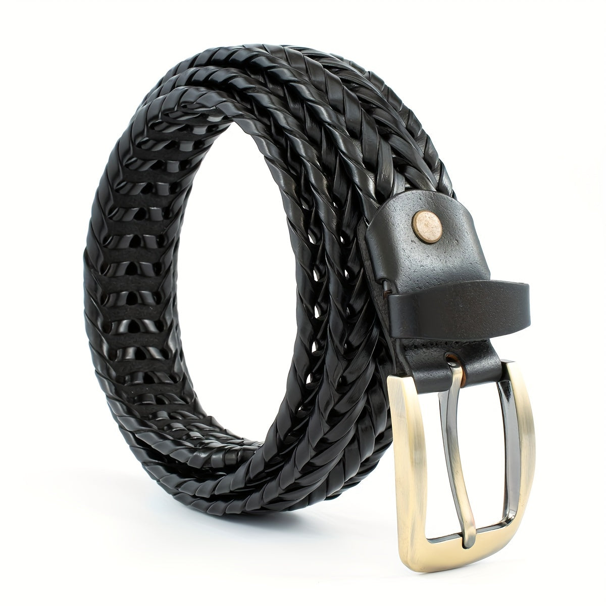 Woven Cowhide Belt Leather Belt Men's And Women's Jeans Sense Belt