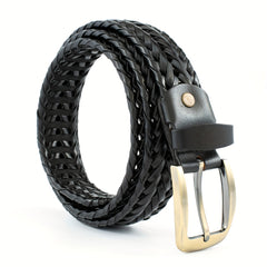 Woven Cowhide Belt Leather Belt Men's And Women's Jeans Sense Belt