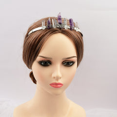 Amethyst Moon Crystal Quartz Crown Rhinestone Tiara Mermaid Headband