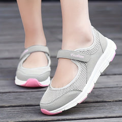 Women's Breathable Walking Shoes Hook & Loop Backless Flat Shoes