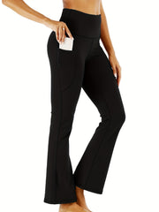 Women's Flare Leggings With Pockets Bootcut Yoga Pants High Waist Tummy Control