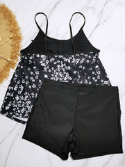  Ditsy Floral Print Tie Cami Top & Shorts Swimsuit Set