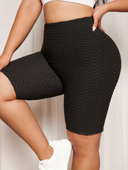  Textured High Waist Biker Shorts